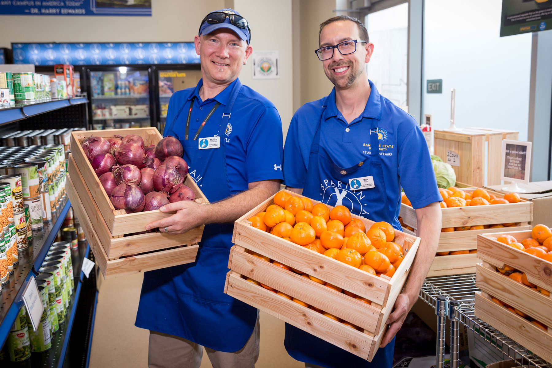 Staff members working at the Food Pantry.