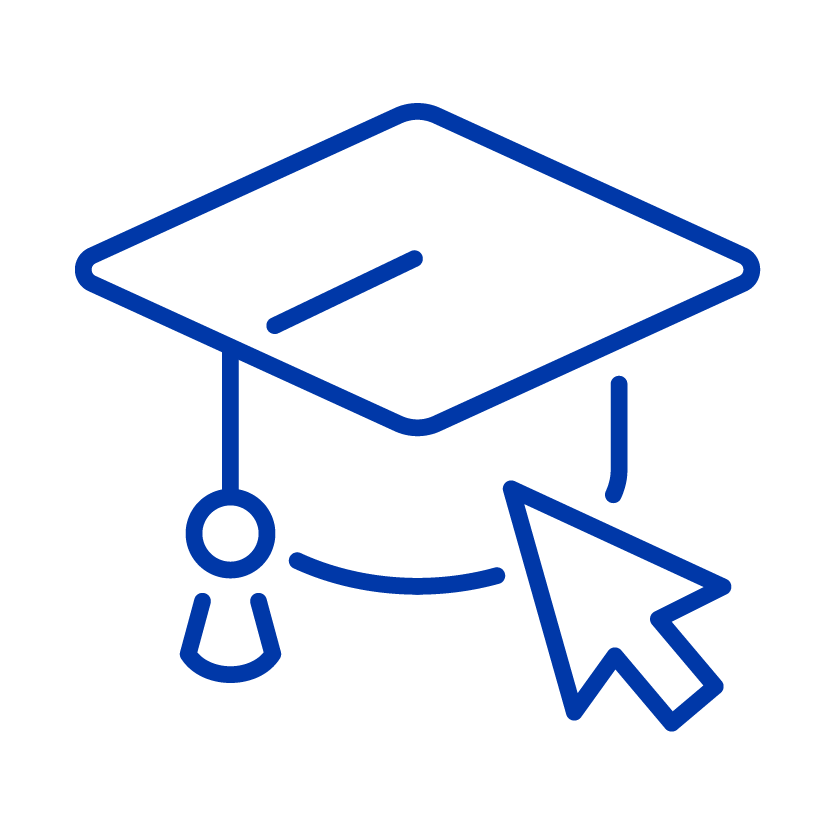 Grad cap with mouse cursor icon