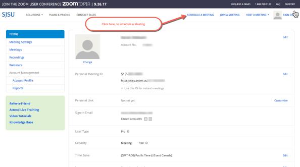 Meeting schedule panel