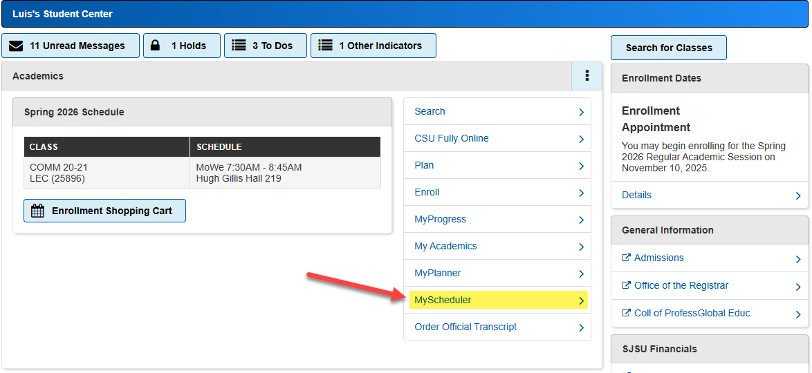 MyScheduler in MySJSU