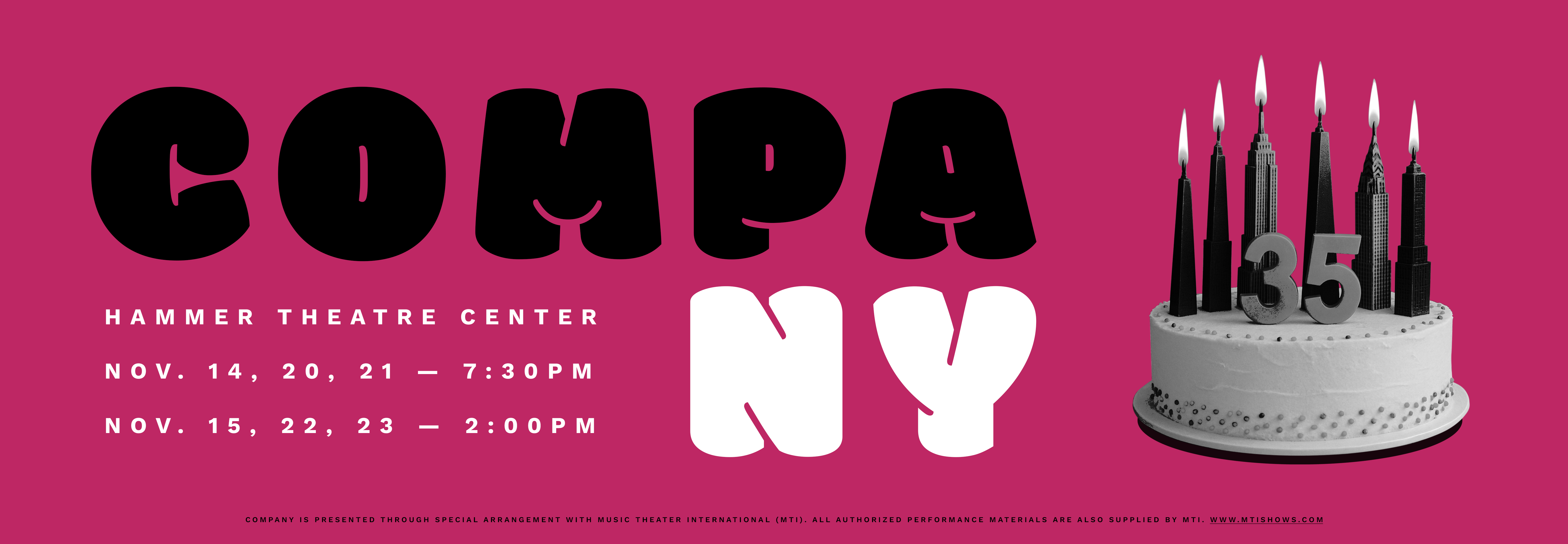 banner image of cake. reads Company, Hammer Theatre Center.