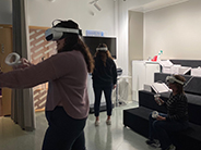 students doing virtual reality activity in Finland photo of students doing virtual reality activity
